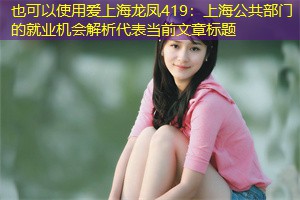 上海公共部门的就业机会解析
